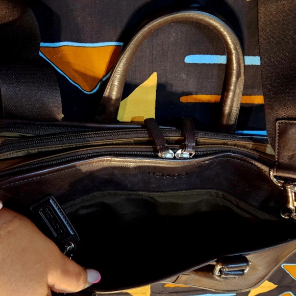 COACH Brown Leather and Nylon Briefcase - Picture 6 of 9